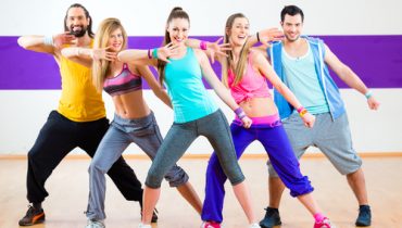 Dancer at Zumba fitness training in dance studio